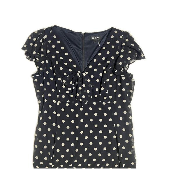 NWOT DKNY Navy Blue and White Polka Dot Mini Dress, Size 8 - Picture 6 of 10